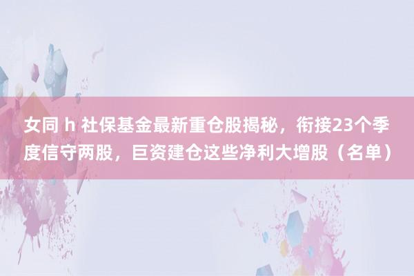 女同 h 社保基金最新重仓股揭秘，衔接23个季度信守两股，巨资建仓这些净利大增股（名单）